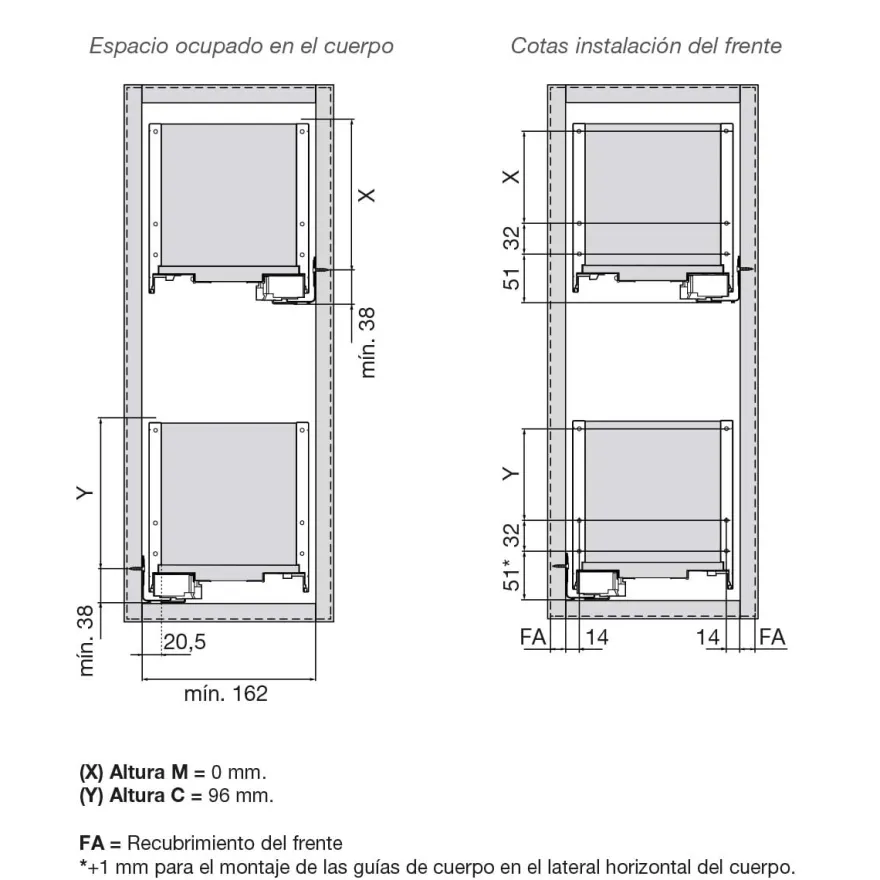 Botellero para módulos bajos estrechos Blum SPACE TWIN Legrabox