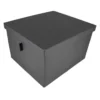 Caja de cuero alta para organización con tapa ANTRACITA