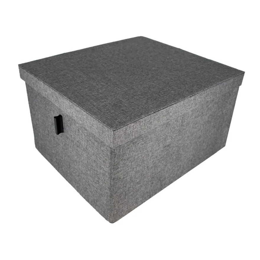 Caja de tela alta para organización con tapa ANTRACITA
