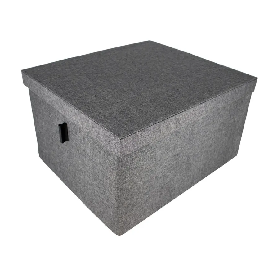 Caja de tela alta para organización con tapa ANTRACITA