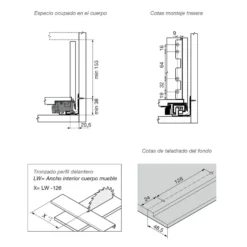 Cajón interior con cristal frontal Blum Legrabox Pure perfil C