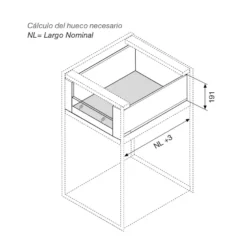 Cajón interior con cristal frontal Blum Legrabox Pure perfil C