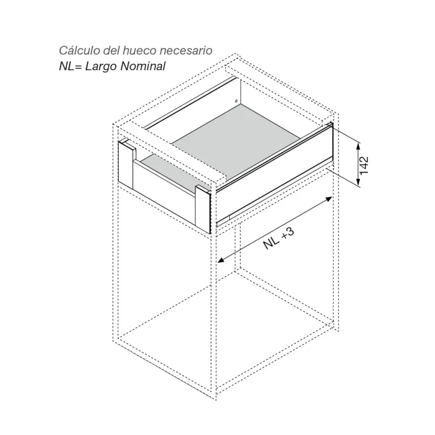 Cajón interior Legrabox Pure Blum perfil K