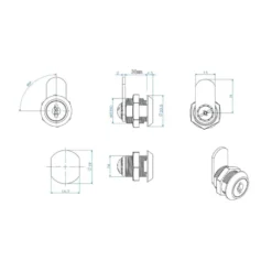 CAM LOCK M-1930 - Cerradura tipo buzón de rosca y leva plana con giro limitado