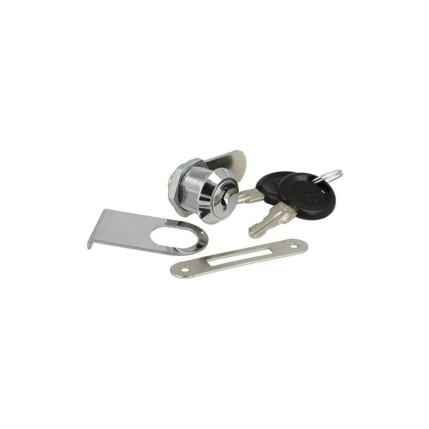 CAM LOCK S - Cerradura tipo buzón para vitrinas, con protector para cristal y antigiro embellecedor.