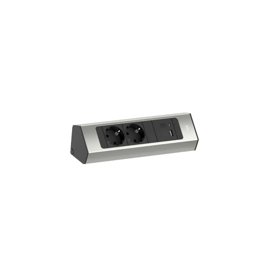 CASIA 2 - Regleta sobrepuesta ajustable para rincones con enchufes y USB