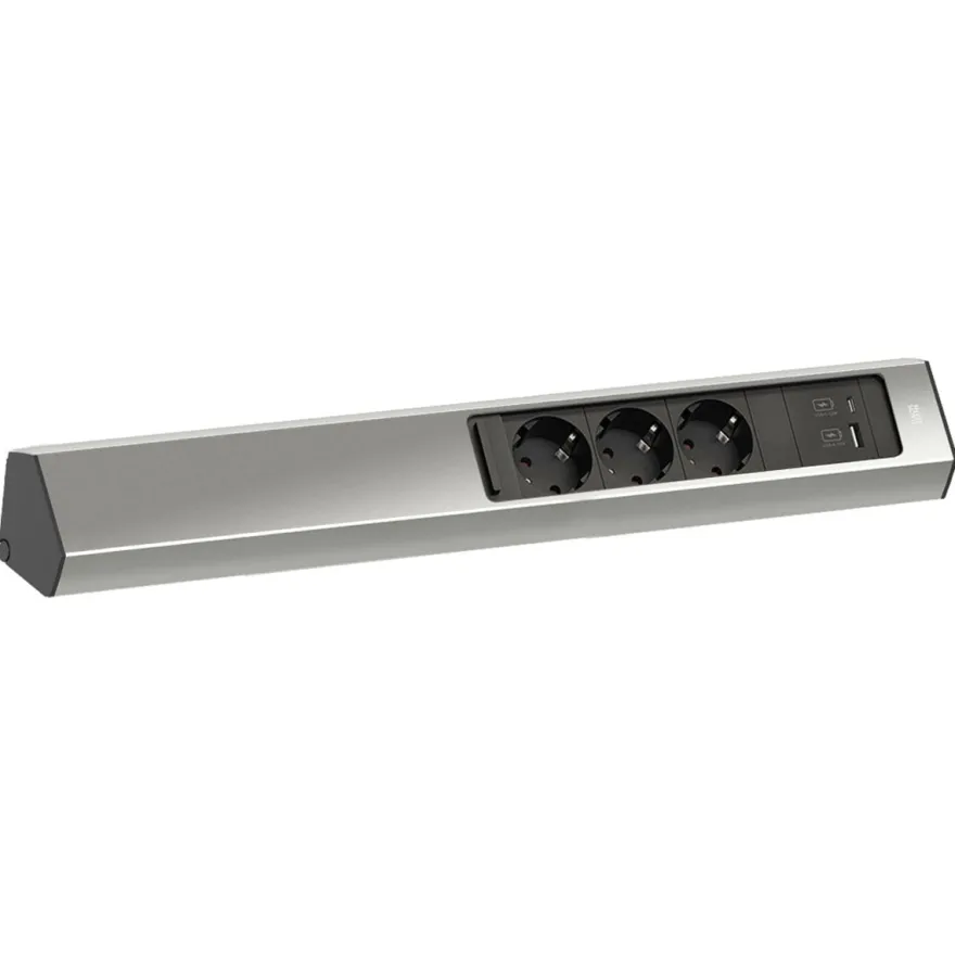CASIA 2 - Regleta sobrepuesta ajustable para rincones con enchufes y USB