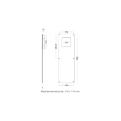 Cazoleta rectangular de encastre cuadrado y tornillos vistos