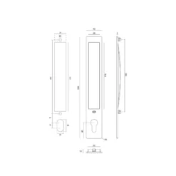 Cazoleta semi embutida para puerta corredera con cilindro europeo