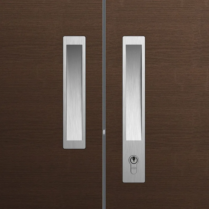 Cazoleta semi embutida para puerta corredera con cilindro europeo