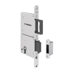 Cerradura de doble gancho, tirador retráctil y llave para puerta corredera