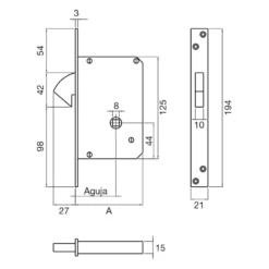 865 - Cerradura de gancho con muletilla para puerta corredera