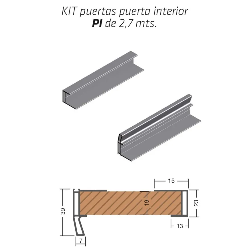 CLASS - Perfiles verticales con tirador para puertas de armario de madera
