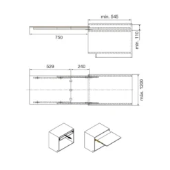 COCKTAIL - Guía extensible de 3 cuerpos autoarrastre para mesa oculta