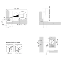 COMPACT OPTIBLUM - Bisagra de cierre automático para marco frontal estrecho y grandes cargas