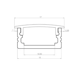 CONVER Perfil Empotrado o sobrepuesto con difusor hasta 5W