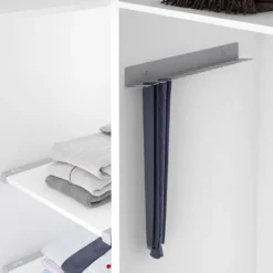 Corbatero cinturonero fijo para lateral del mueble - Cromo Mate