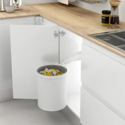 Cubo de basura redondo Blanco de 1 compartimento pivotante