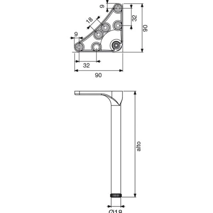 DAVIS - Pata fija redonda regulable para mueble