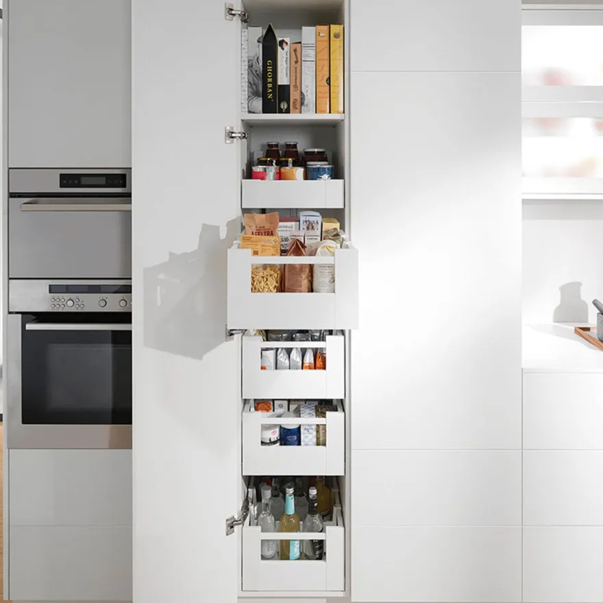 Despensero Blum SPACE TOWER - Jgo. de 5 cajones interiores Tandembox Antaro con cierre decelerante