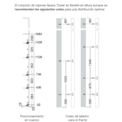 Despensero Blum SPACE TOWER - Jgo. de 5 cajones interiores Tandembox Antaro con cierre decelerante