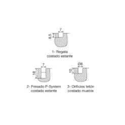 DIVARIO P-18 - Conector deslizante para tableros desde 19 mm.