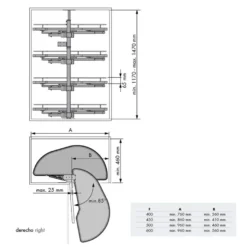 DOLPHIN II Línea COMPACT Antracita – Columna rinconera con bandejas deslizantes