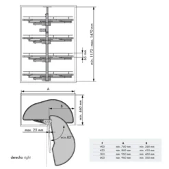 DOLPHIN II Línea COMPACT Antracita – Columna rinconera con bandejas deslizantes