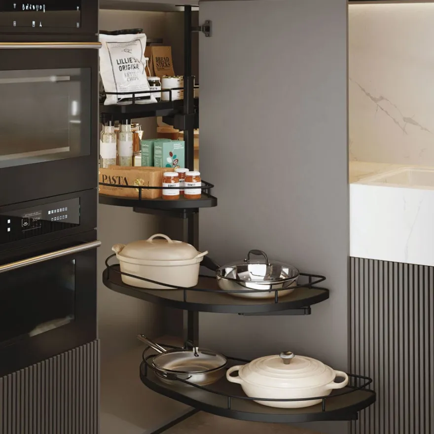 DOLPHIN II Línea COMPACT Antracita – Columna rinconera con bandejas deslizantes