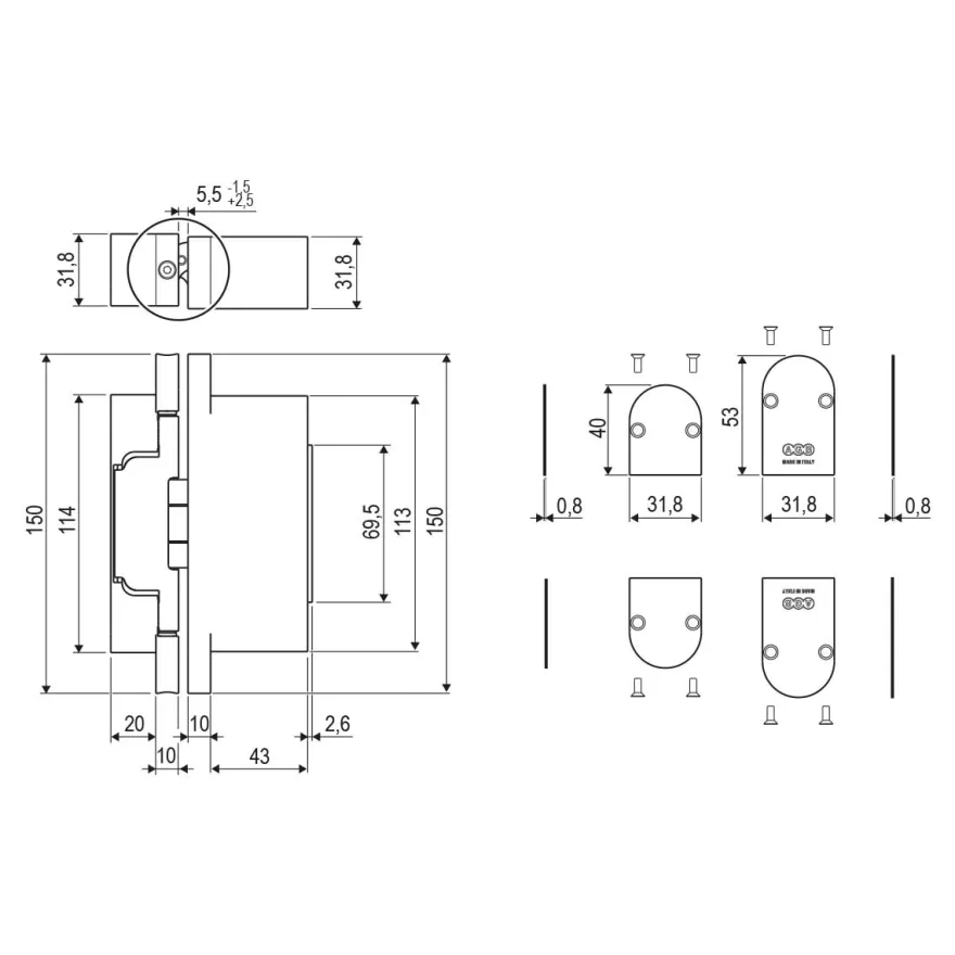 ECLIPSE 3.2 SELF RF - Bisagra oculta para puertas de paso enrasadas