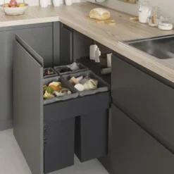 ECOLÓGICO – Cubo basura 4 compartimentos, tapa automática, extracción total y cierre amortiguado