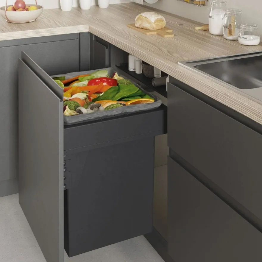 ECOLÓGICO – Cubo basura 1 compartimento, tapa automática, extracción total y cierre amortiguado