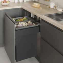 ECOLÓGICO – Cubo basura 2 compartimentos, tapa automática, extracción total y cierre amortiguado