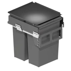 ECOLÓGICO – Cubo basura 2 compartimentos, tapa automática, extracción total y cierre amortiguado