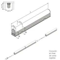 ECOLITE - Regleta Led compacta sobrepuesta a 230V.