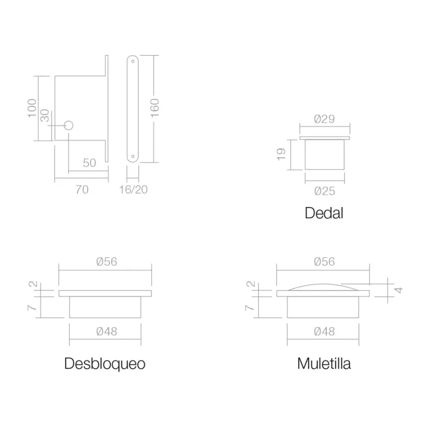 ECO-NOE - Kit cerradura + muletilla + dedal redondo