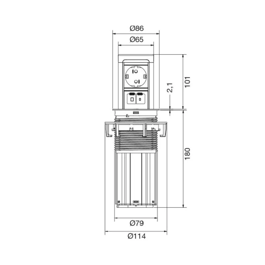 ELEVATOR 2 - Torre telescópica reducida con tomas de alimentación TT + USB C