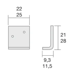 Escuadra de 9,3 y 11,5 mm para el mueble