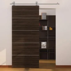 FABIO - Kit accesorios + barra de 2 mts. para puertas correderas de madera de 1 metro hasta 120 Kg.
