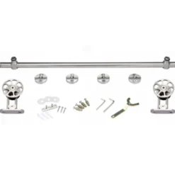 FABIO - Kit accesorios + barra de 2 mts. para puertas correderas de madera de 1 metro hasta 120 Kg.