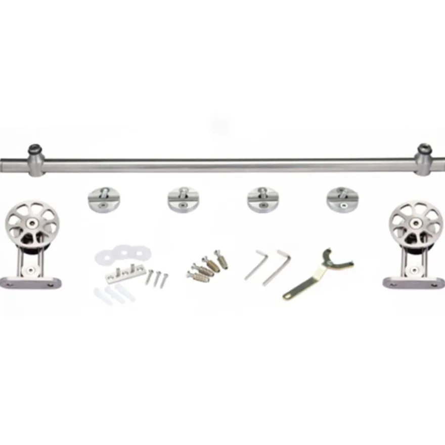 FABIO - Kit accesorios + barra de 2 mts. para puertas correderas de madera de 1 metro hasta 120 Kg.