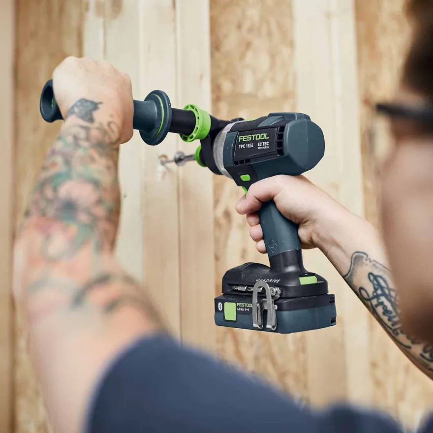 Festool QUADRIVE TPC Set/XL - Taladro atornillador de percusión con batería y cargador (18V/5Ah)