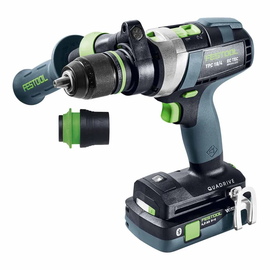 Festool QUADRIVE TPC Set/XL - Taladro atornillador de percusión con batería y cargador (18V/5Ah)