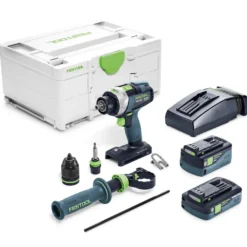 Festool QUADRIVE TPC Set/XL - Taladro atornillador de percusión con batería y cargador (18V/5Ah)