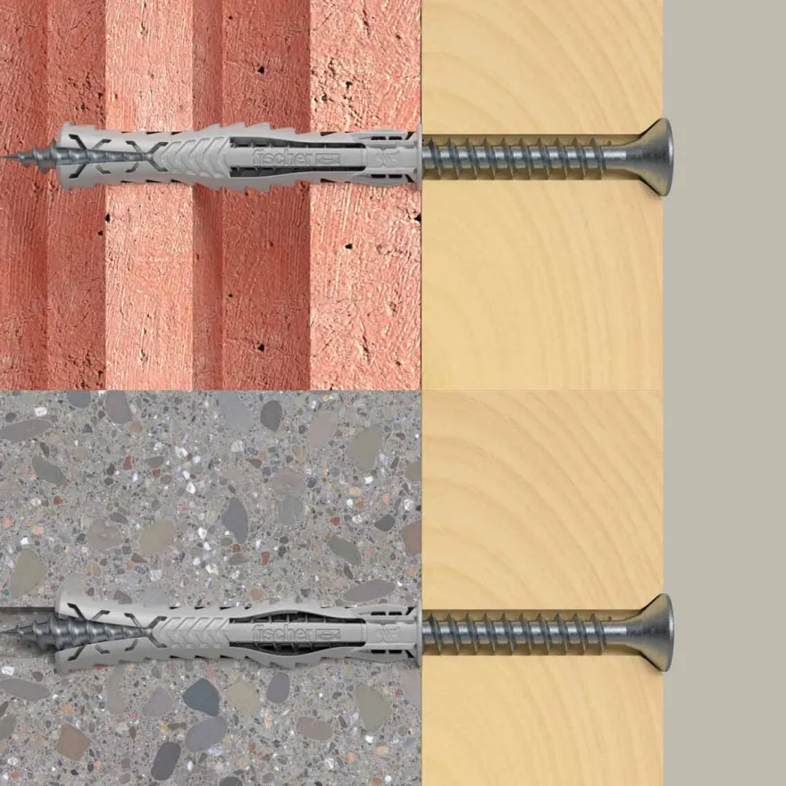 Fischer SX PLUS - Surtido variado de tacos expansivos para materiales macizos y huecos
