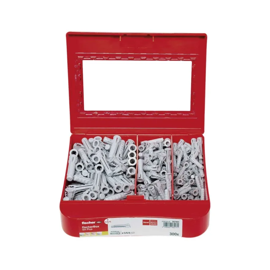 Fischer SX PLUS - Surtido variado de tacos expansivos para materiales macizos y huecos