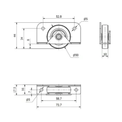 FLOYD - Rueda para mueble semi encastrada de Ø40 mm.
