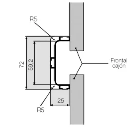 GOLA-U Perfil horizontal para cajones