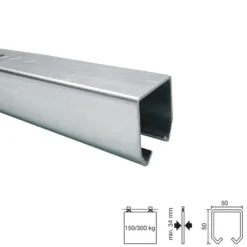 Guia vista para puertas correderas hasta 300 Kg Klein K-150/300