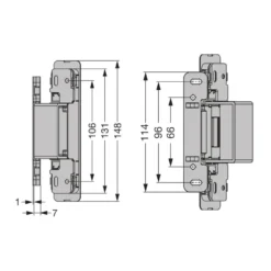 HES2S-140 - Bisagra oculta para puertas hasta 65 Kg. Apertura 125º.